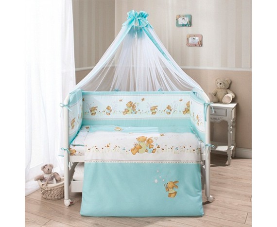 Постелька для новорожденных Перина «Фея» Лето голубая 3-х предметная