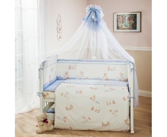 Постелька для новорожденных Перина «Тиффани» голубая 4-х предметная