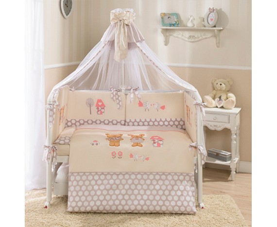 Постелька для новорожденных Perina Венеция «Лапушки» 4-х предметная бежевая