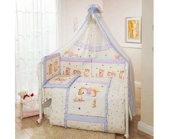 Постелька для новорожденных Перина Teddy Bear (violet) 3-х предметная