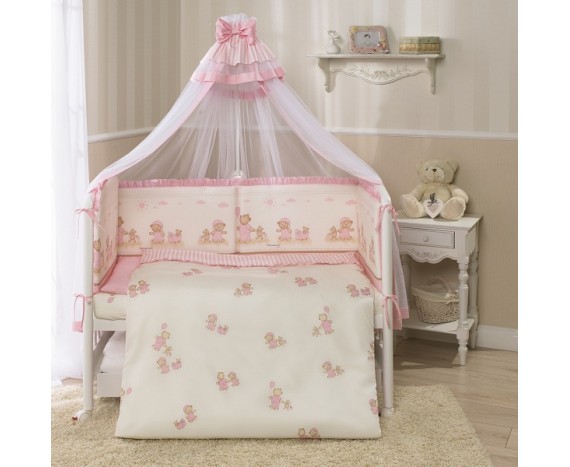 Постелька для новорожденных Тиффани розовая 4-х предметная